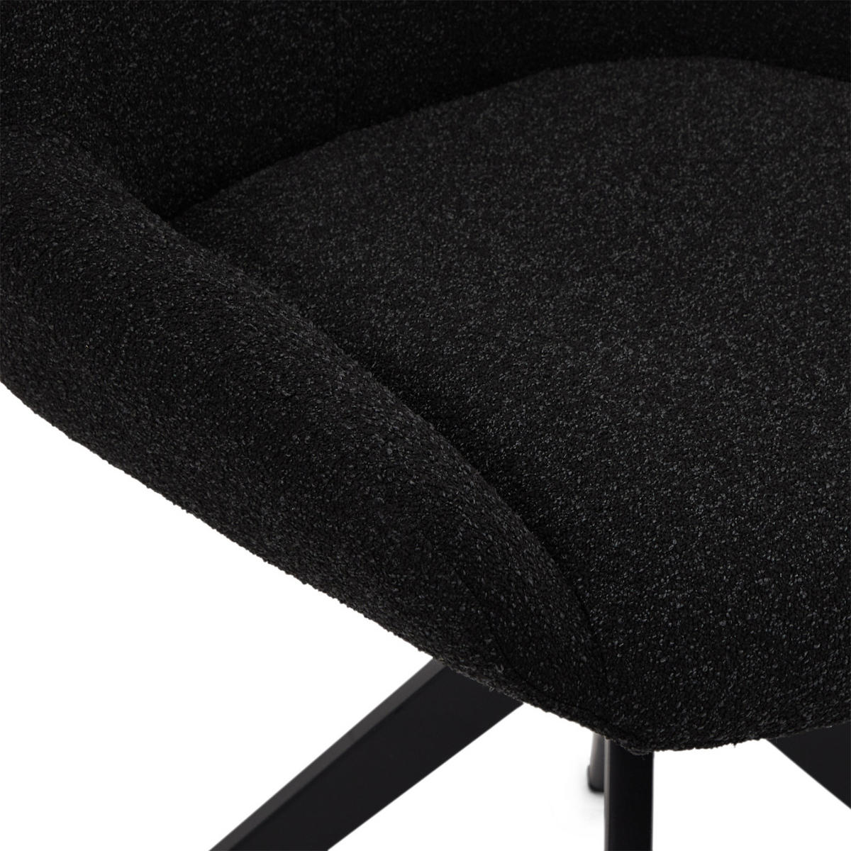 STUHL-SET 2 Stück in Teddystoff - Schwarz, Textil/Metall (52/61cm) - Furnhouse