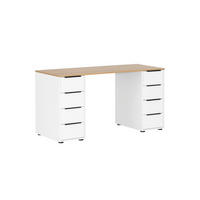SCHREIBTISCH Kangaroo 73x140x55,5 cm 8 Schubladen Eiche/Weiß - Weiß, Holz (55.5/140/73cm) - PROREGAL
