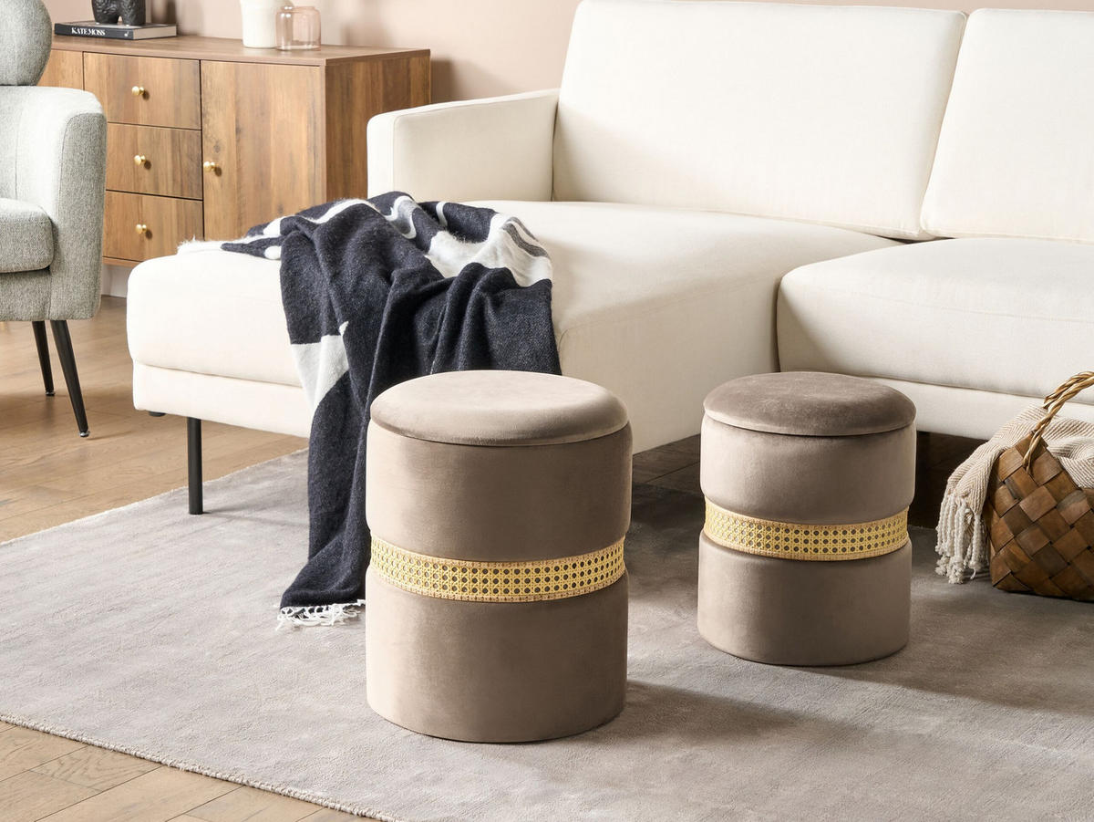 POUF Medford 30-34/30-34/38-43 cm - Grau, Textil (30/38/30cm) - Beliani