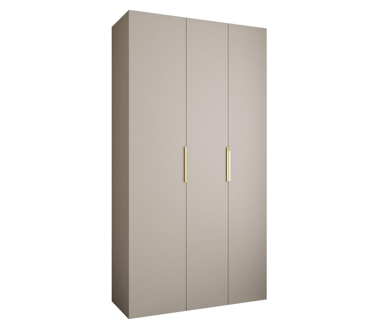 DREHTÜRENSCHRANK 245,5/130/50 3-türig - Kaschmir/Goldfarben, Holz/Metall (130/245.5/50cm) - Abiks Möbel