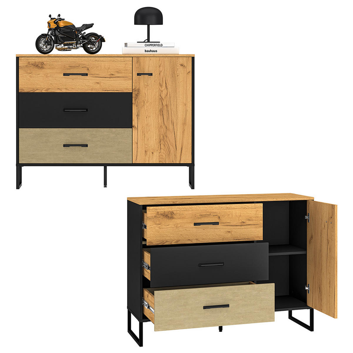 JUGENDZIMMER-SET 4-TLG. Casper-131 - Schwarz, Holzwerkstoff (410/190/55cm) - Lomado