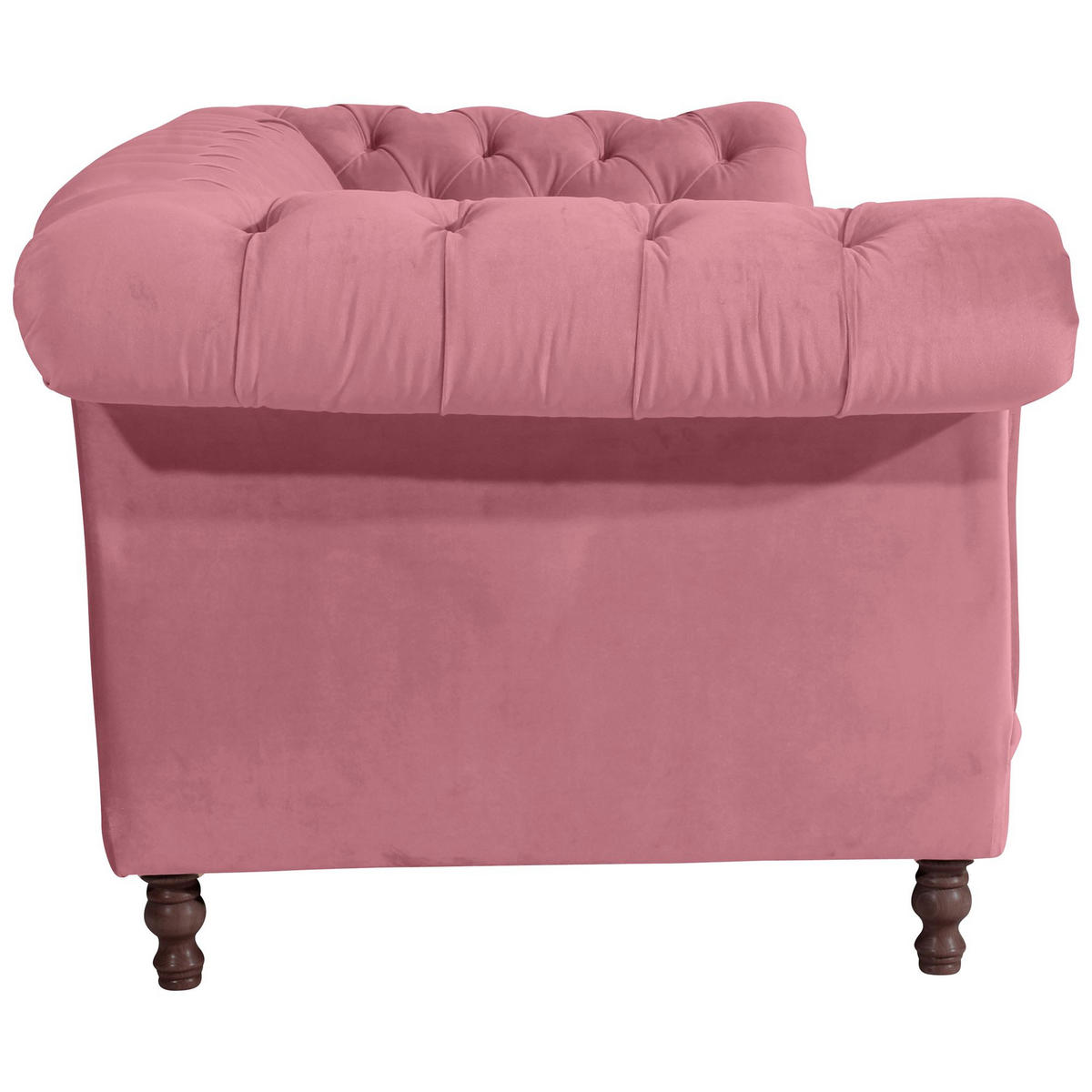 CHESTERFIELD Sofa 3-Sitzer Kaylin Samtvelours rosé - Rosa, Kunststoff (253/80/100cm) - 58aufmkessel