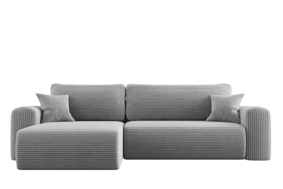 ECKSOFA Mit Schlaffunktion und Stauraum für Bettzeug Capri Stoff Poso Hellgrau Links - Hellgrau, Holz/Textil (145/272cm) - Kaiser Möbel