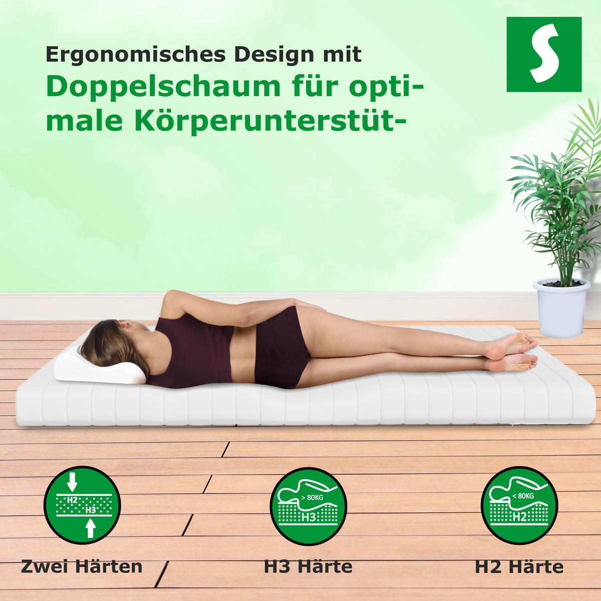 MATRATZENTOPPER 180x200 cm mit 11 cm Höhe & weißem Reißverschlussbezug - Weiß, Textil (180/200cm) - Schlaftroll