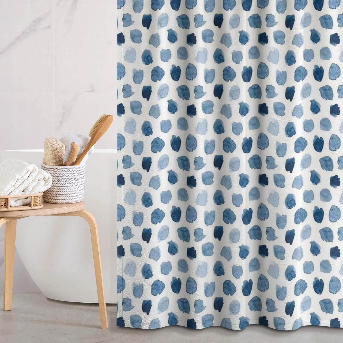 DUSCHVORHANG Aquarell Kleckse in Indigo 180/180 cm - Blau, Textil (180/180cm) - Bilderwelten