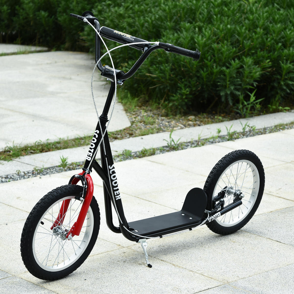 TRETROLLER Scooter Cityroller Kinder Luftreifen Roller verstellbar Alu Schwarz - Schwarz, Metall (139/58/96cm) - HOMCOM