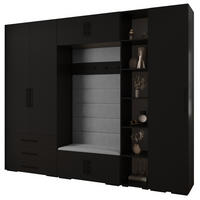 GARDEROBEN-SET 236,7/290/47 - Schwarz/Grau, Holz/Kunststoff (290/236.7/47cm) - Abiks Möbel