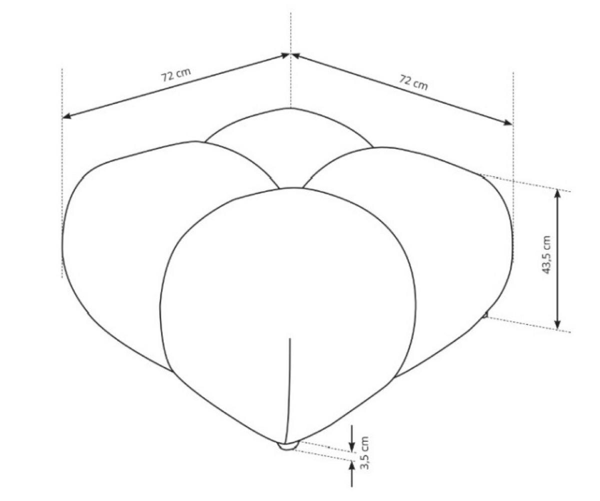 POUF Hellgrau MILA Mit Steppungen Auf Schwarzen Niedrigen Beinen - Grau, Textil (72/43.5/72cm) - Sepro Meble