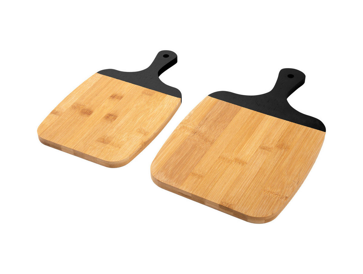 SCHNEIDEBRETTER Bambus Gourmet 2er-Set - Schwarz, Naturmaterialien (23/38cm)