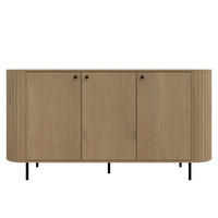 SIDEBOARD Halay Eiche Cremona, 3 Türen Moderne Rillenstruktur 164,6 cm, mit runden Kanten - Eichefarben/Schwarz, Holzwerkstoff/Metall (164.6/85.4/42.4cm) - AX Living
