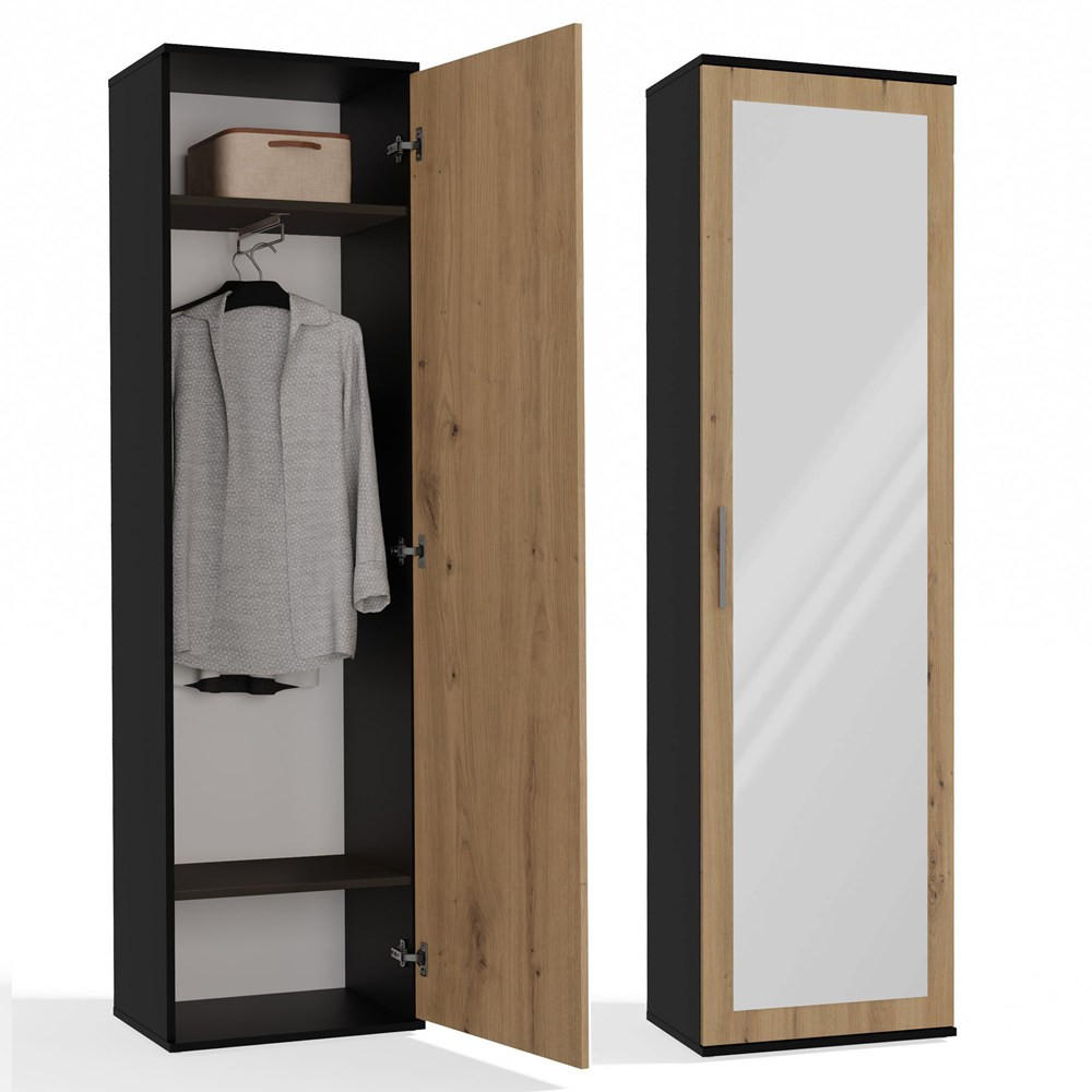 GARDEROBENSCHRANK Anthrazit, Artisan 50/180/35 - Anthrazit, Holzwerkstoff (50/180/35cm) - RAUMHIRSCH FURNITURE