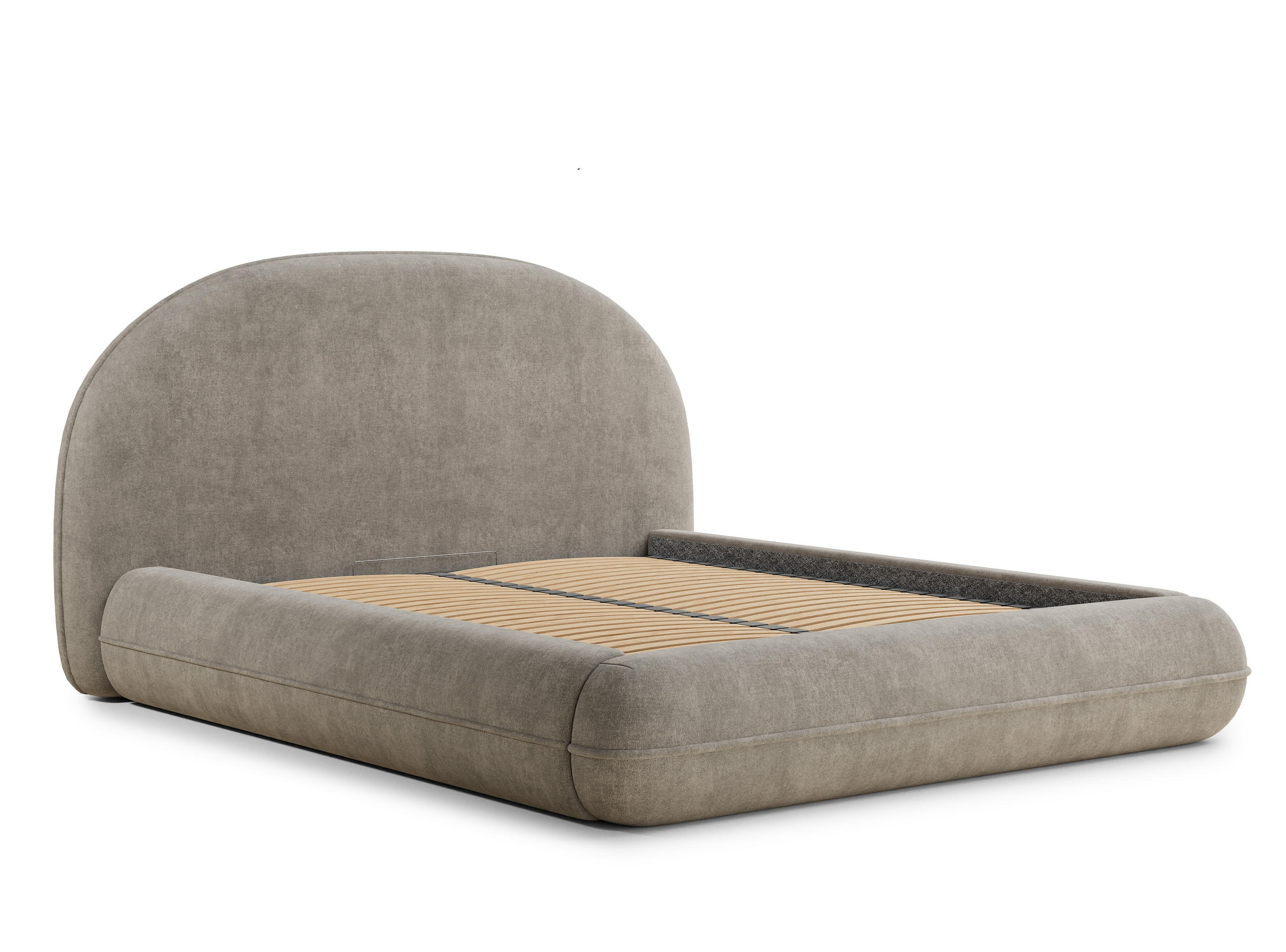 POLSTERBETT Koji Braun 180/200 cm im Chenille-Stoff - Schwarz/Naturfarben, Holz/Holzwerkstoff (180/200cm) - Maison de Reve