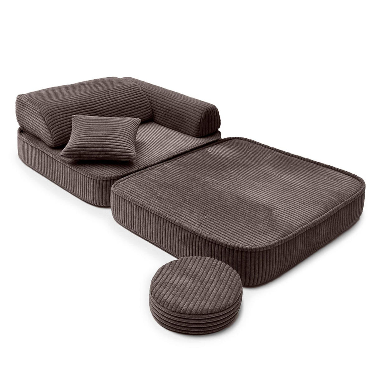 KINDERSESSEL modular 3-in-1 ausklappbar aus Cord in Braun - Dunkelbraun, Textil (60/50/50cm) - MeowBaby