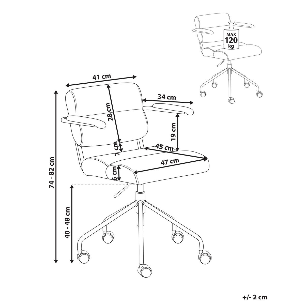 SCHREIBTISCHSTUHL Grün Candor - Dunkelgrün/Silberfarben, Kunststoff (47/74/45cm) - Beliani
