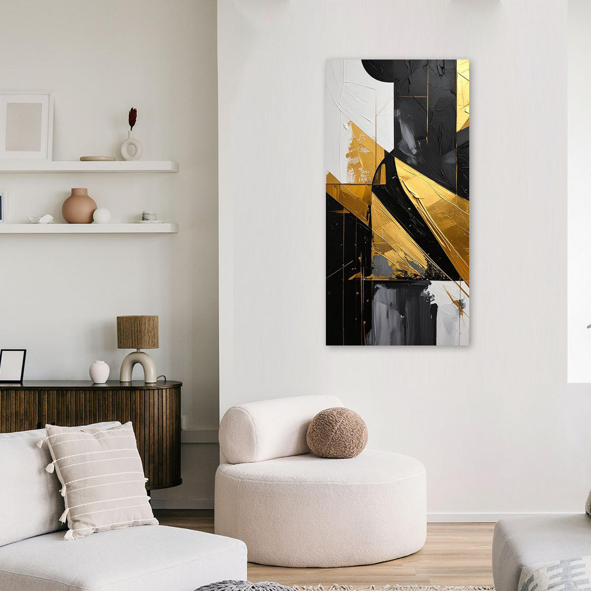 LEINWANDBILD 3D und geometrisch 50x100cm - Goldfarben, Textil (50/100cm) - Feeby