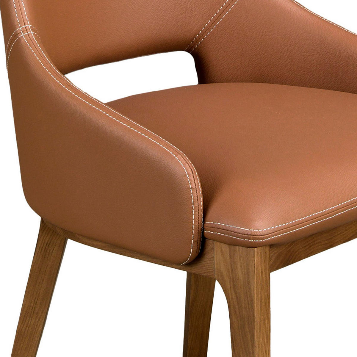 STUHL Braun Walnuss 54/61/83 cm - Braun, Leder/Holz (54/83/61cm) - ANGEL CERDA