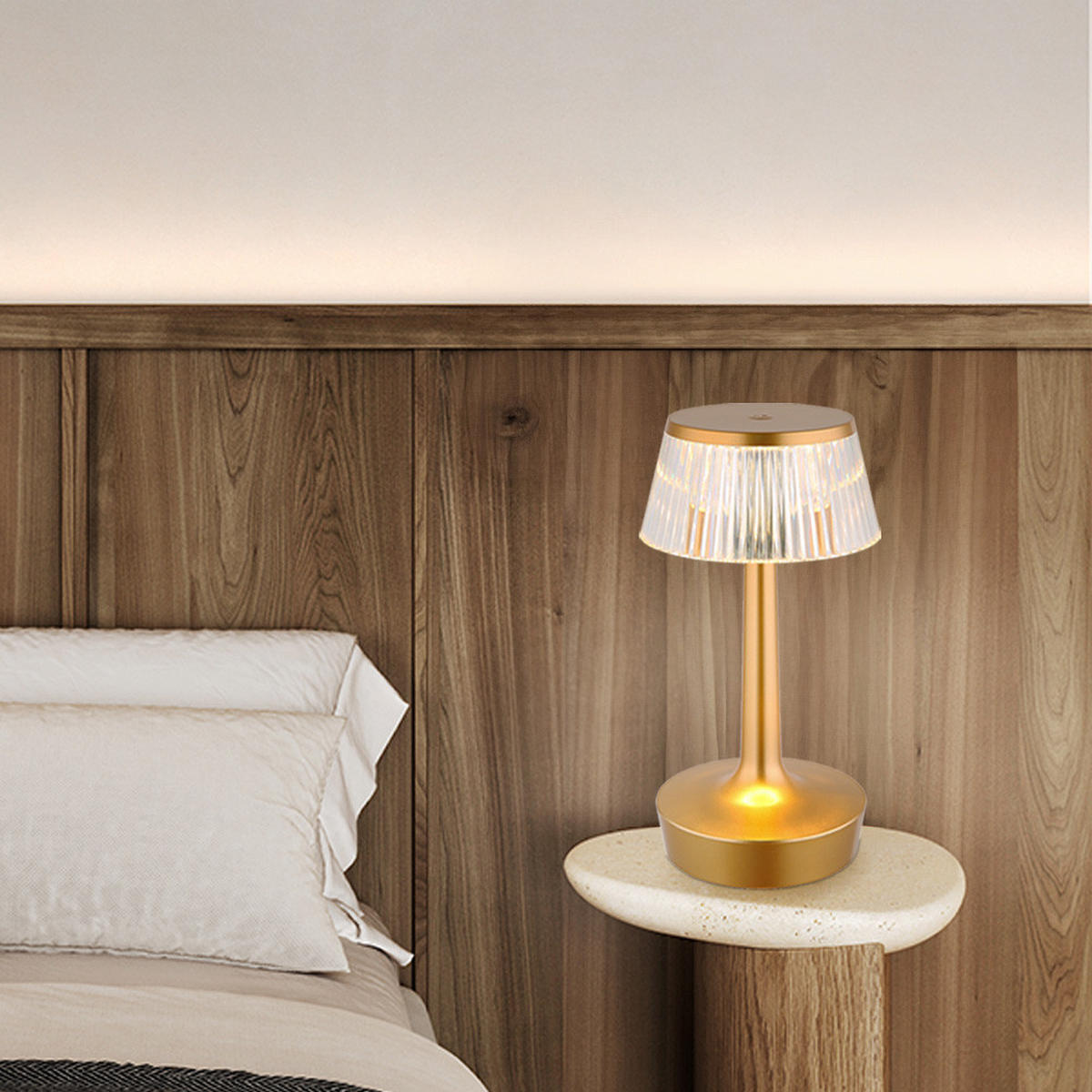 LED TISCHLEUCHTE Messing Kristall-Effekt - Messingfarben, Kunststoff (12/12/23cm) - Globo Lighting