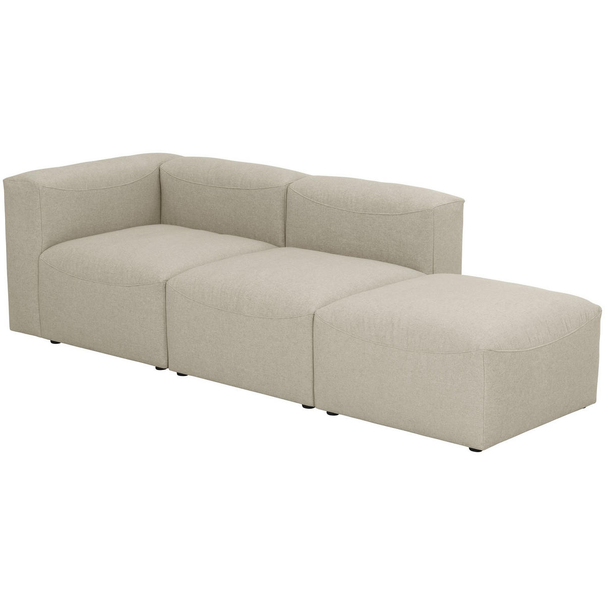 SOFA 2-Sitzer mit Hocker rechts Kattrina Flachgewebe creme - Creme, Kunststoff (100/73/250cm) - 58aufmkessel