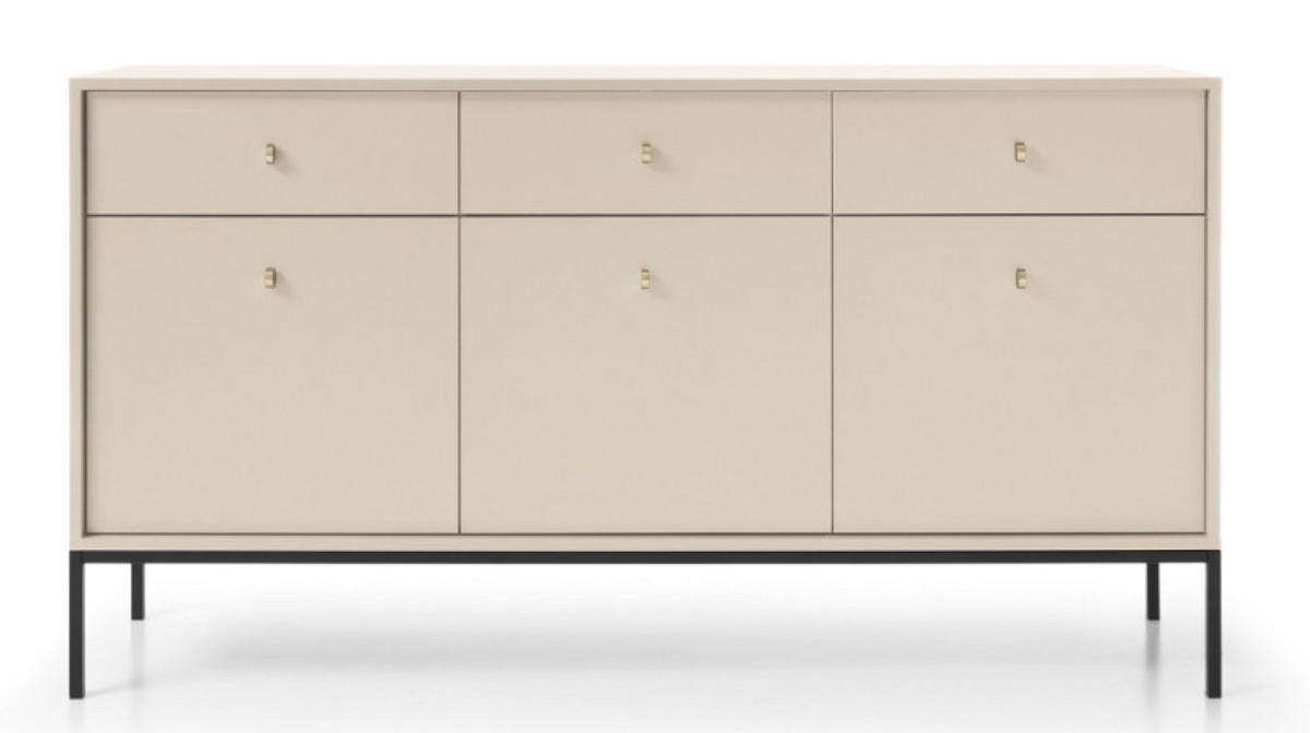 SIDEBOARD Beige MONAKO MKSZ154 Mit Schwarzem Rahmen - Beige, Holzwerkstoff (153.4/83.2/39cm) - Sepro Meble