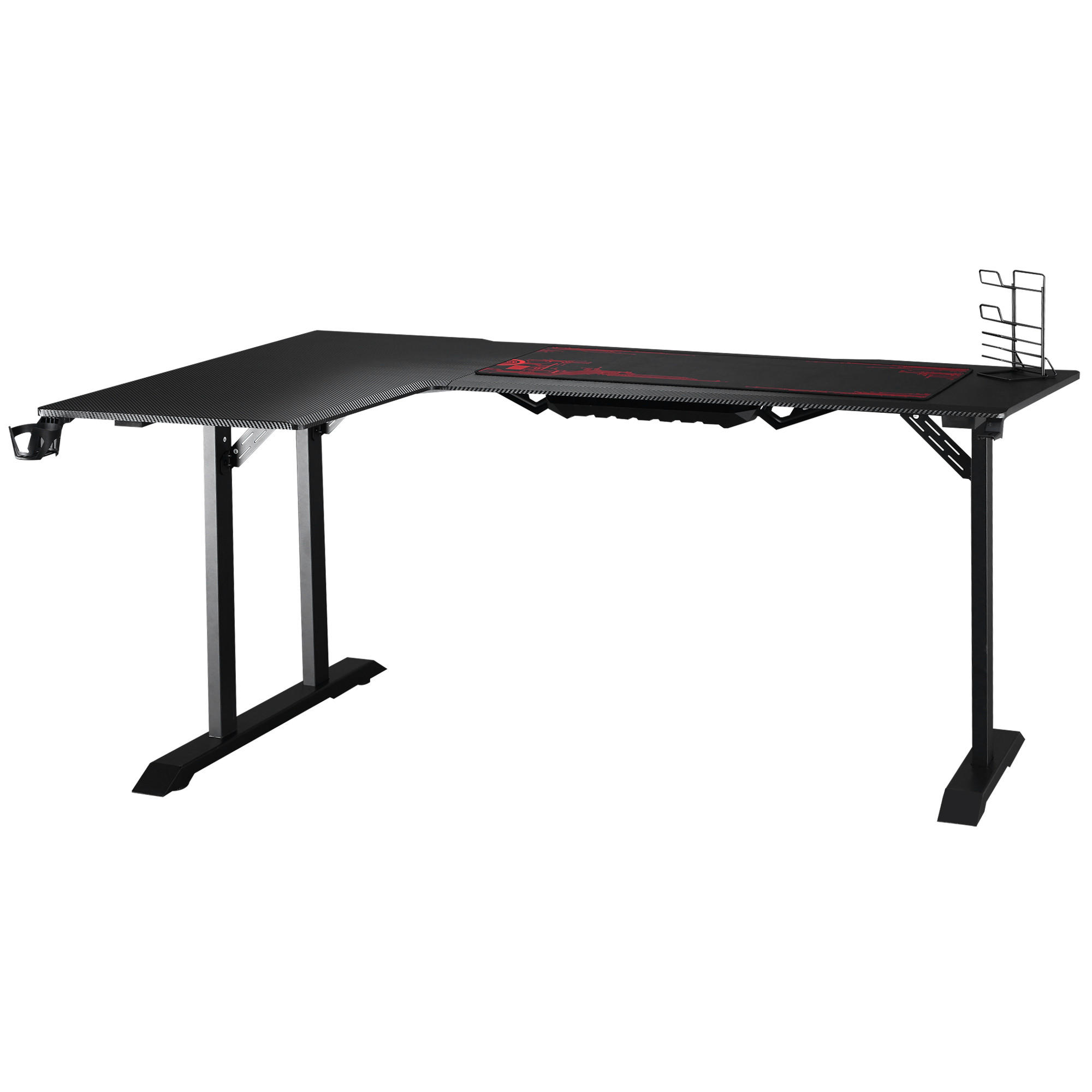 GAMING-TISCH, MDF, Eisen, Schwarz+Rot - Schwarz, Kunststoff (168/109/78cm) - HOMCOM