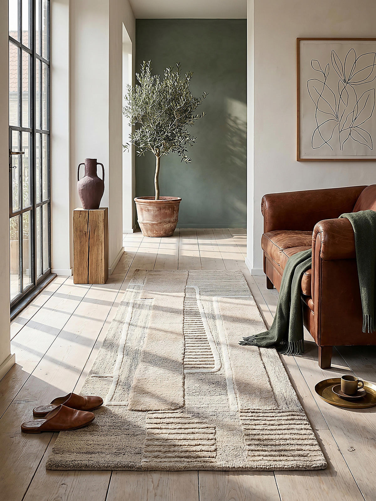 TEPPICH aus Wolle EDALE in Natur, abstrakt, 80 x 300 cm - Beige, Textil (80/300cm) - KADIMA DESIGN