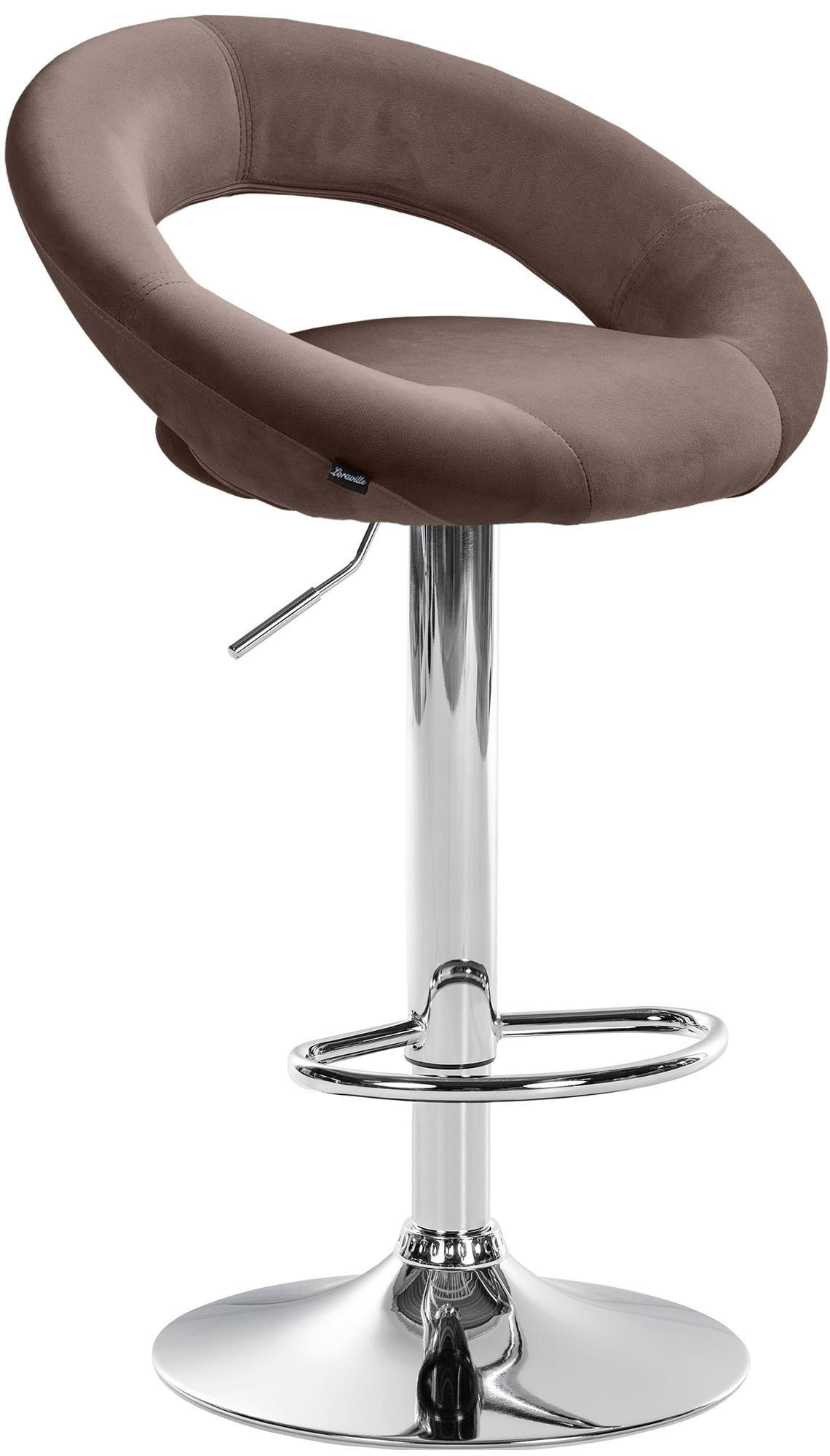 BARHOCKER Samt braun - Chromfarben/Braun, Textil/Metall (53/80/47cm) - CLP
