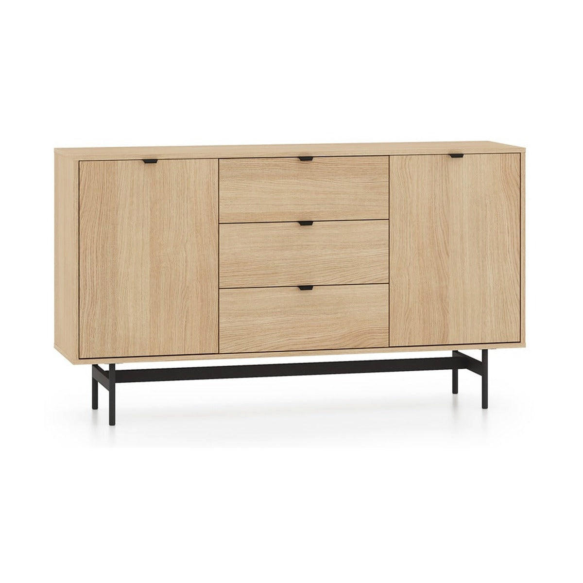 KOMMODE – 150 cm – Reynos – Schwarz / Eichefarben - Eichefarben/Schwarz, Holzwerkstoff (150/85/40cm) - hi-markt