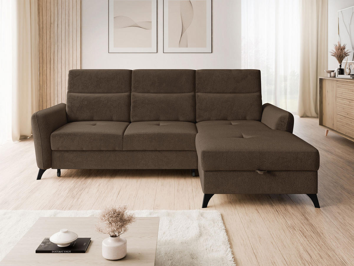 ECKSOFA Talia, Seite: Rechts 2R-LC - Schwarz/Braun, Holz/Kunststoff (238/167cm) - MIRJAN24