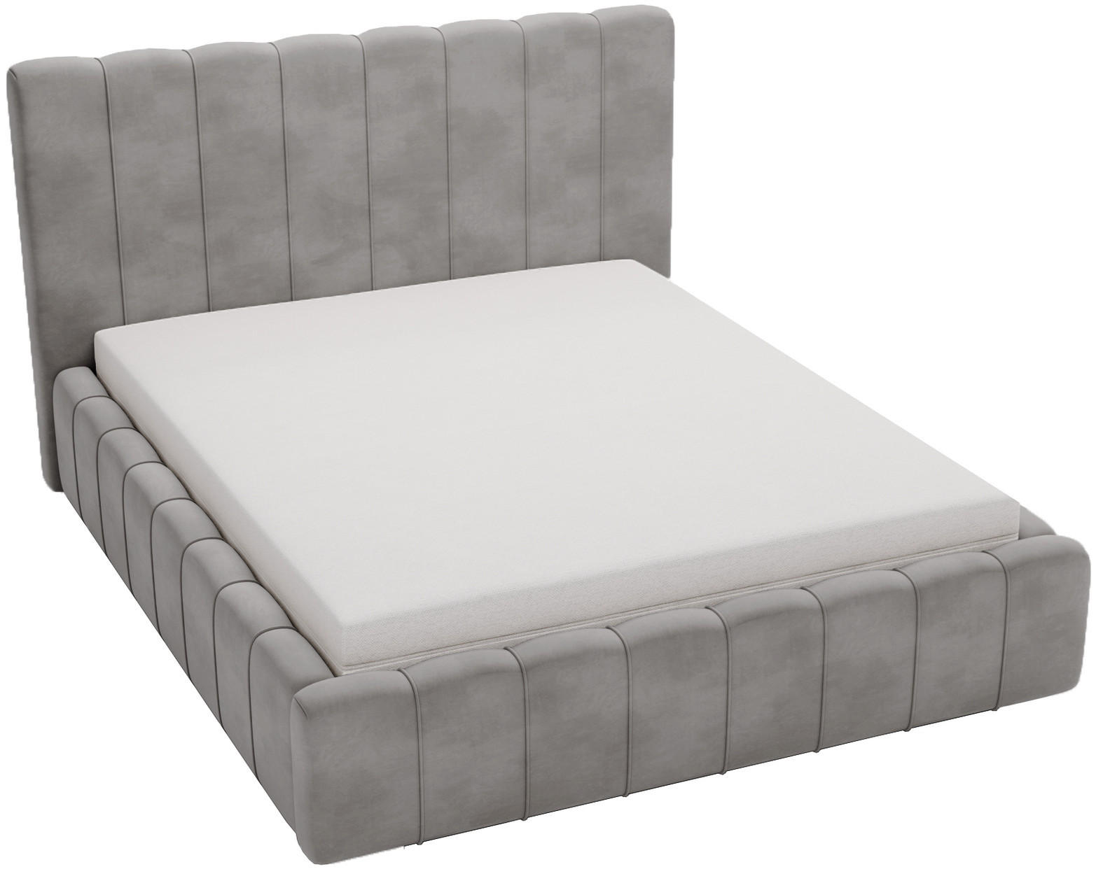 DOPPELBETT mit Bettkasten 180x200 Porto, Lattenrost, Grau - Grau, Holz/Textil (180/200cm) - Emporius