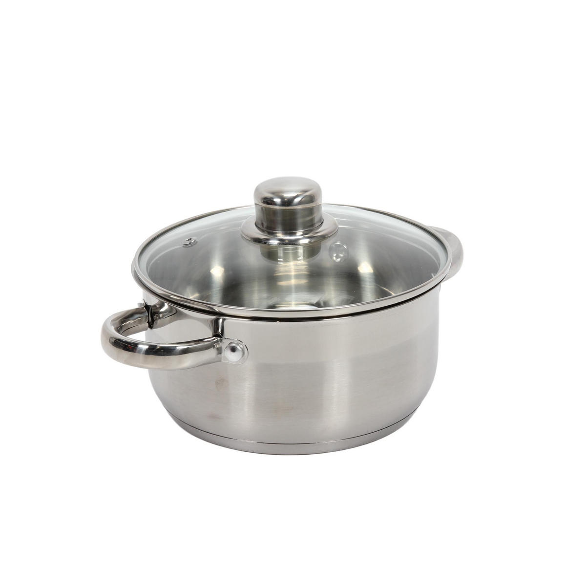 STAHLTOPF mit Glasdeckel 2 l - Silberfarben, Metall (20cm)