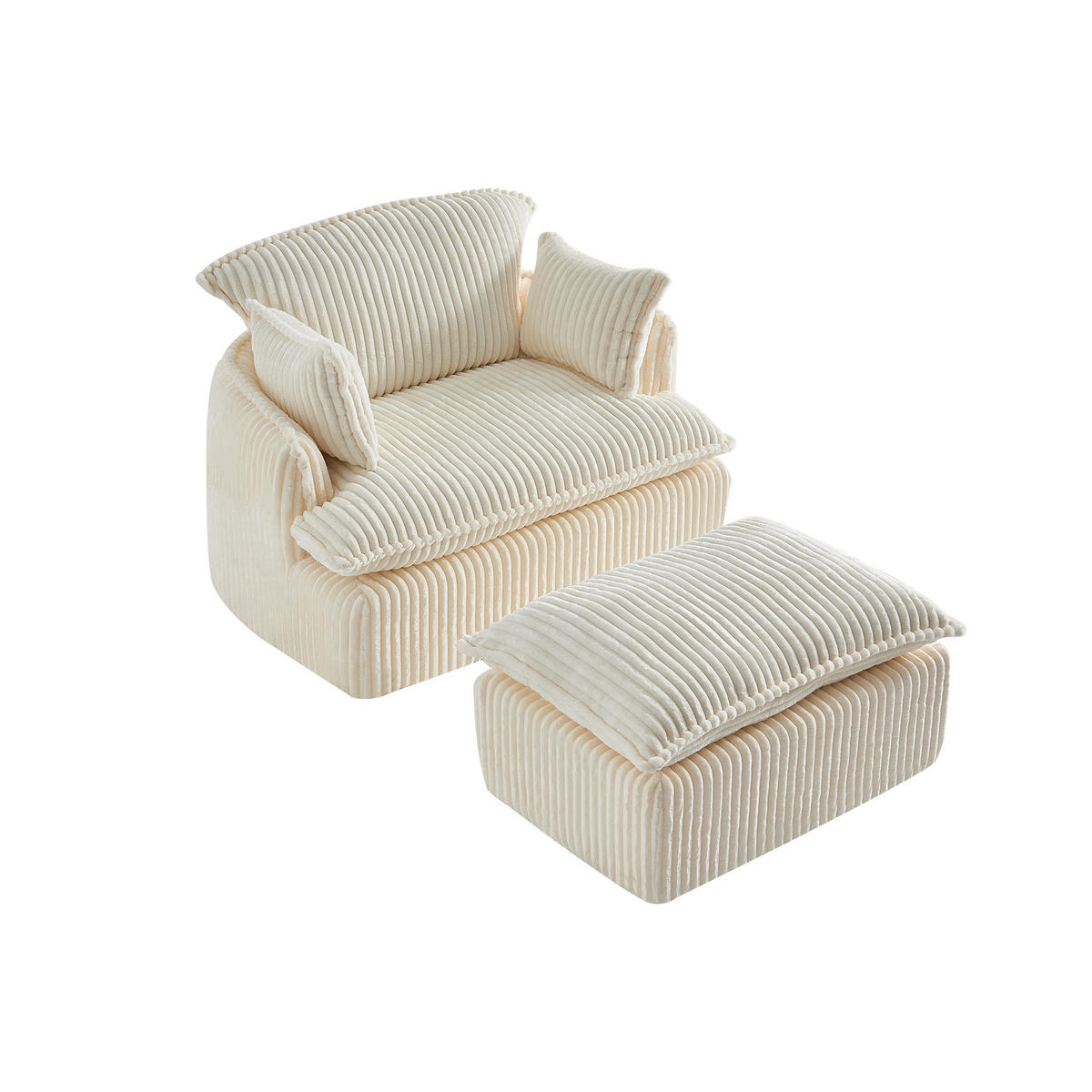 SESSEL DE-35257 mit Hocker Beige - Beige, Textil (89/77/115cm) - ComfortXL