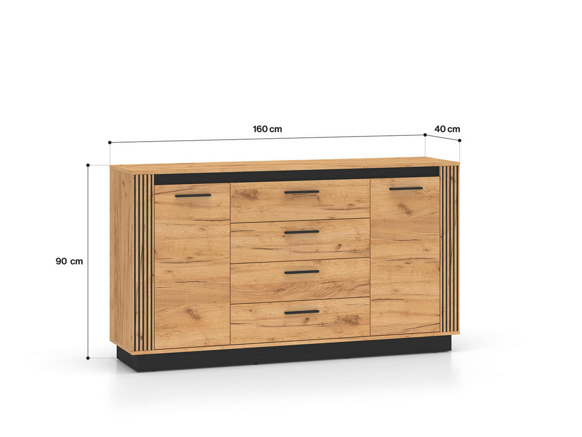 SIDEBOARD URSO Beige 160x40x90 cm - Beige, Holzwerkstoff (160/90/40cm) - FURNLUX