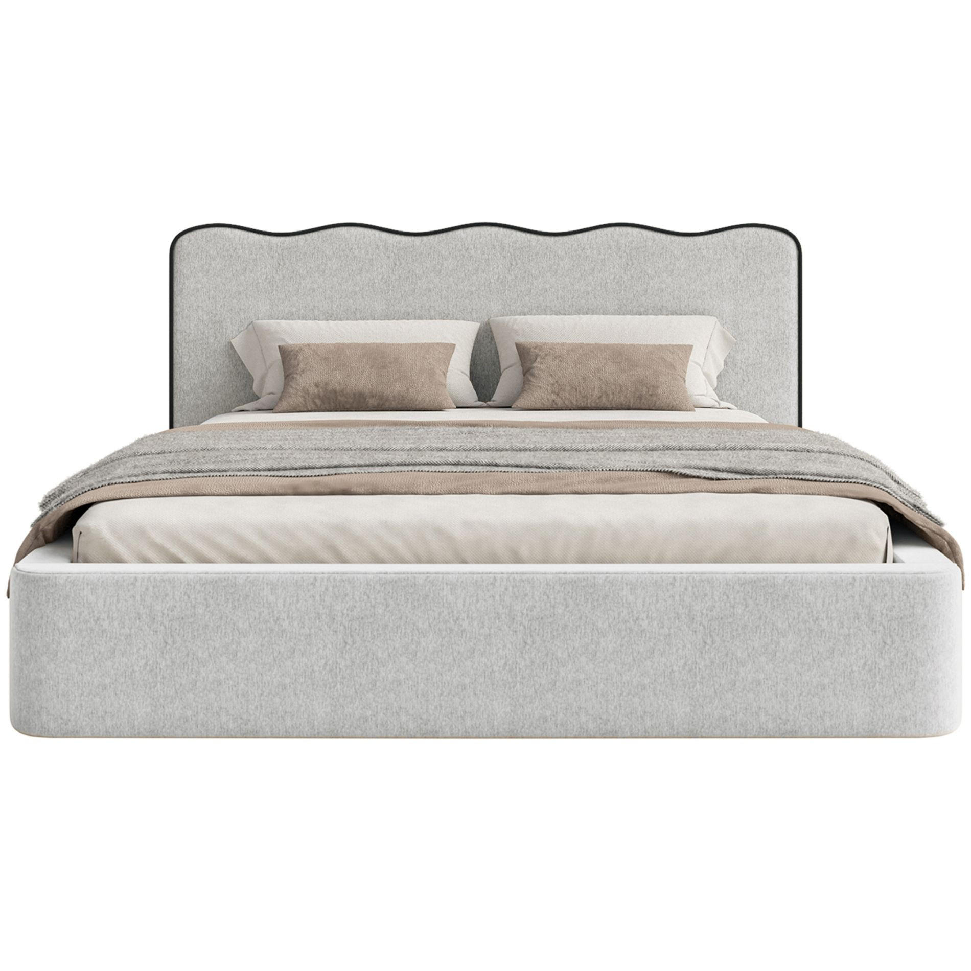 POLSTERBETT Duney Hellgrau Strukturstoff mit Bettkasten 200x200 cm - Hellgrau, Textil (200/200cm) - Selsey
