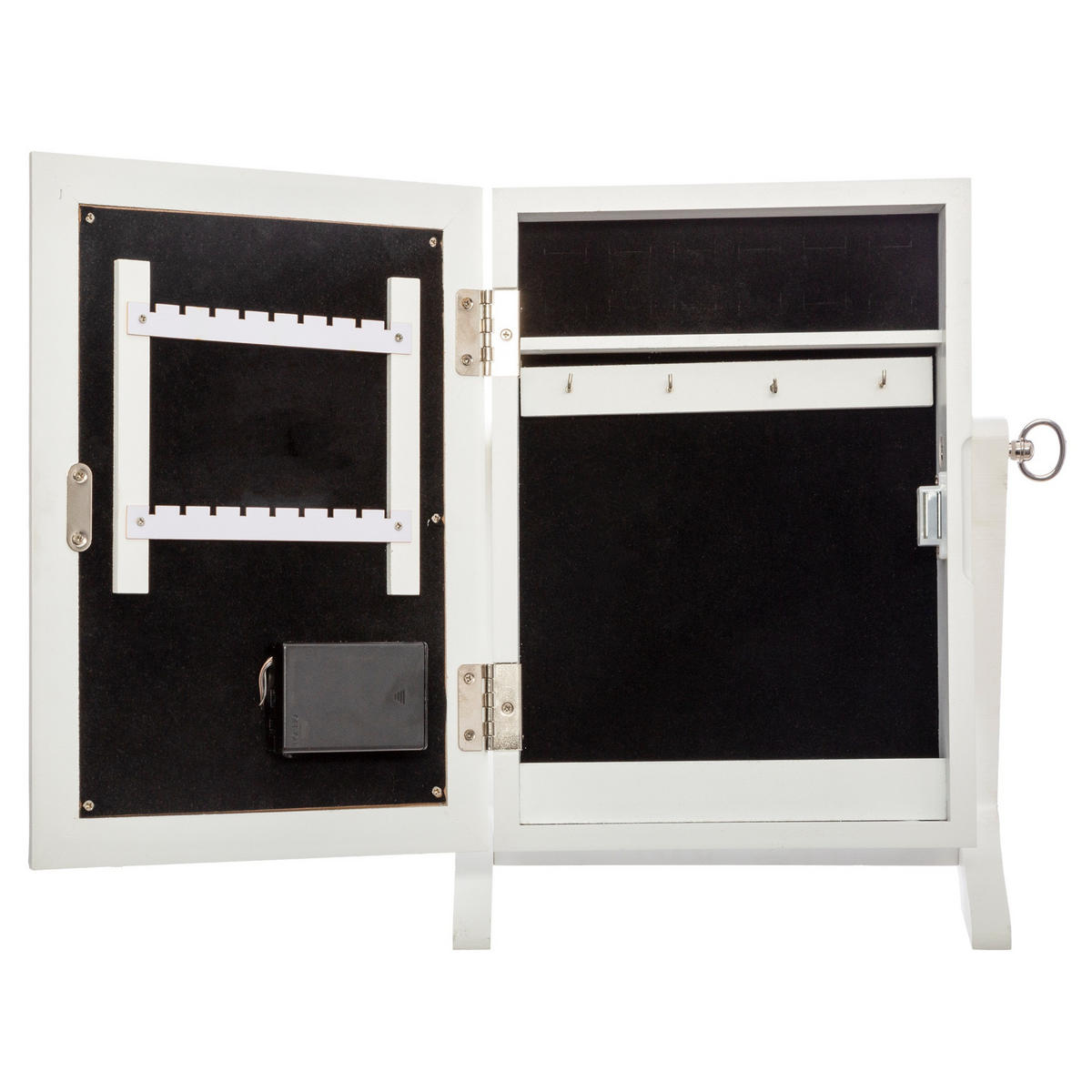SCHMUCKKÄSTCHEN mit Spiegel und LED-Beleuchtung 26/10,5/35 cm - Weiß, Holzwerkstoff (10.5/35/26cm) - Atmosphera Createur d´interieur