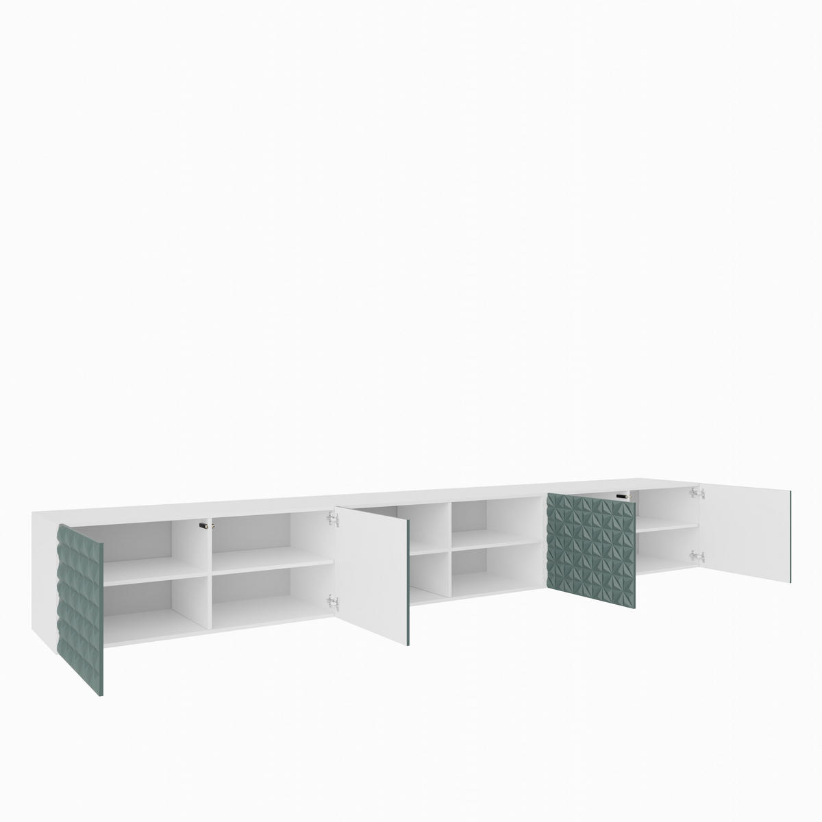 TV-SCHRANK Cali IV 300 cm, viertürig, weiß, grün - Weiß/Olivgrün, Kunststoff (300/41/40cm) - Margaret Hadas24