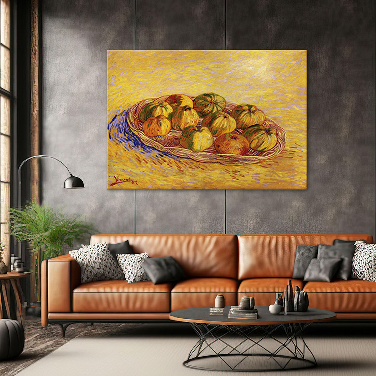 WANDBILD korb voller äpfel v. van Gogh - Multicolor, Textil (60/40cm) - Feeby