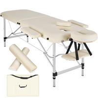 MASSAGELIEGE 2 Zonen, 210 x 95 x 89 cm,beige - Beige, Metall (95/89/210cm) - tectake