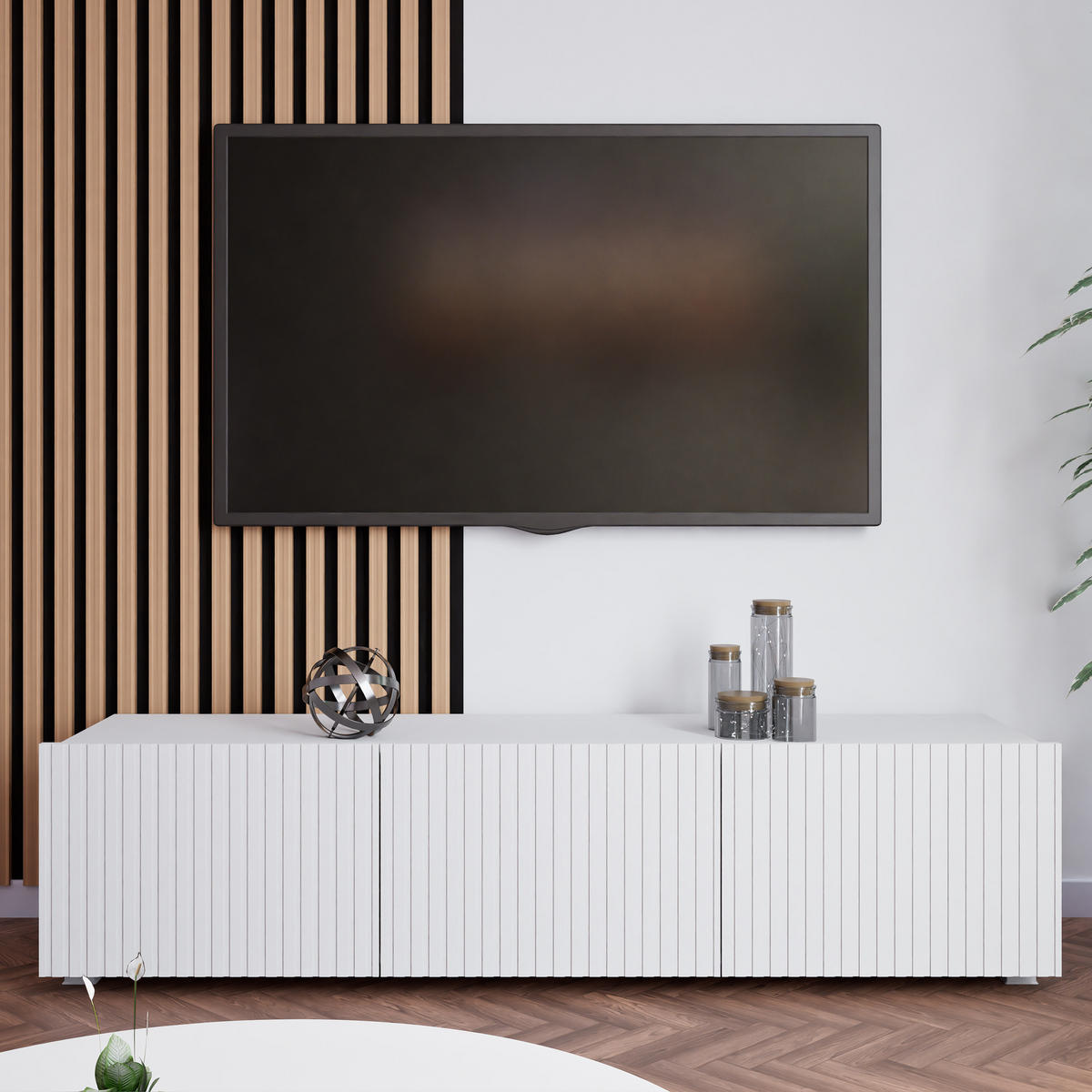 LOWBOARD Kavell mit 2 Türen, 150 cm, stehend/hängend, weiß matt - Weiß, Holzwerkstoff (150/37.5/43cm) - Beautysofa