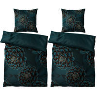 BETTWÄSCHE 4-teilig Dahlien - Blau, Naturmaterialien (135/200cm) - Sanilo