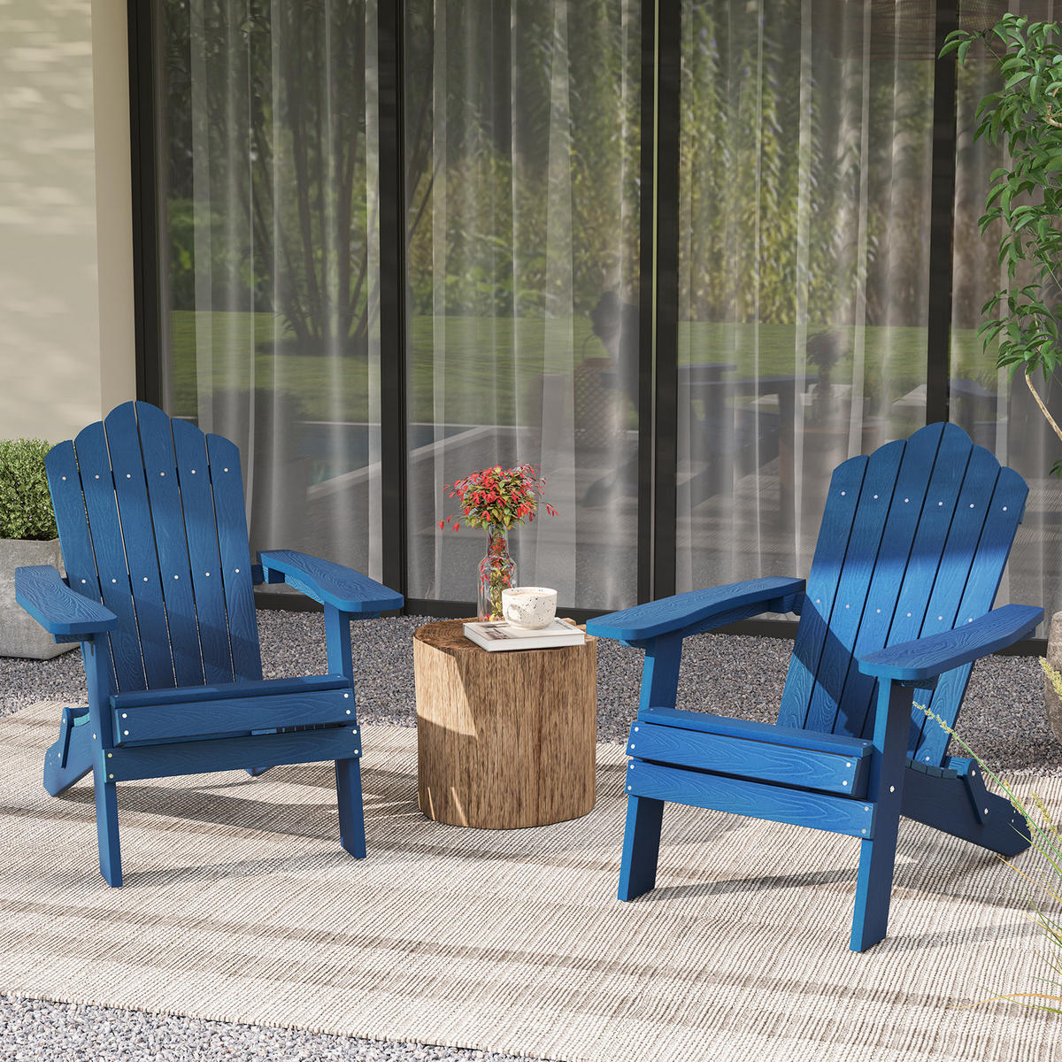 KLAPPSTUHL Marineblau - Dunkelblau, Metall (78/81/92cm) - COSTWAY