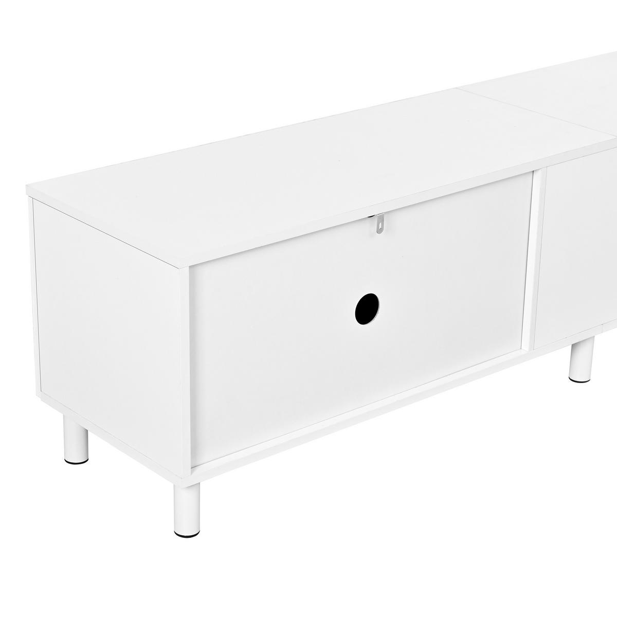 LOWBOARD mit Bogentüren, 5 Fächern, Kabelmanagement & Metallbeinen Weiß 1 Set PB/MDF/Metall - Weiß, Holzwerkstoff/Metall (180/45/38cm) - EVRYAE