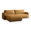 ECKSOFA TURIN P Gelb Kordstoff mit Schlaffunktion - Gelb, Holz (265/183cm) - MASSENO