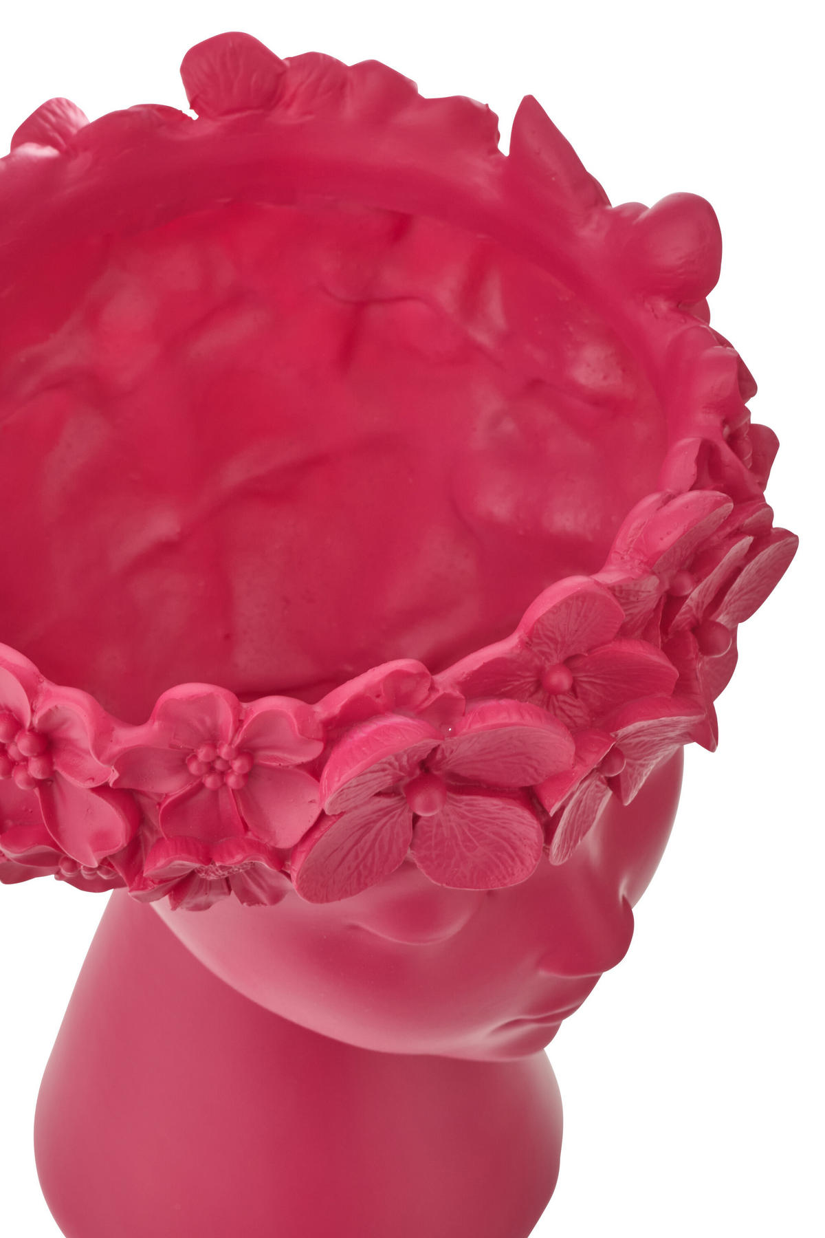 BLUMENTOPF KOPF Rosa - Pink, Glas/Naturmaterialien (19/24cm) - J-Line