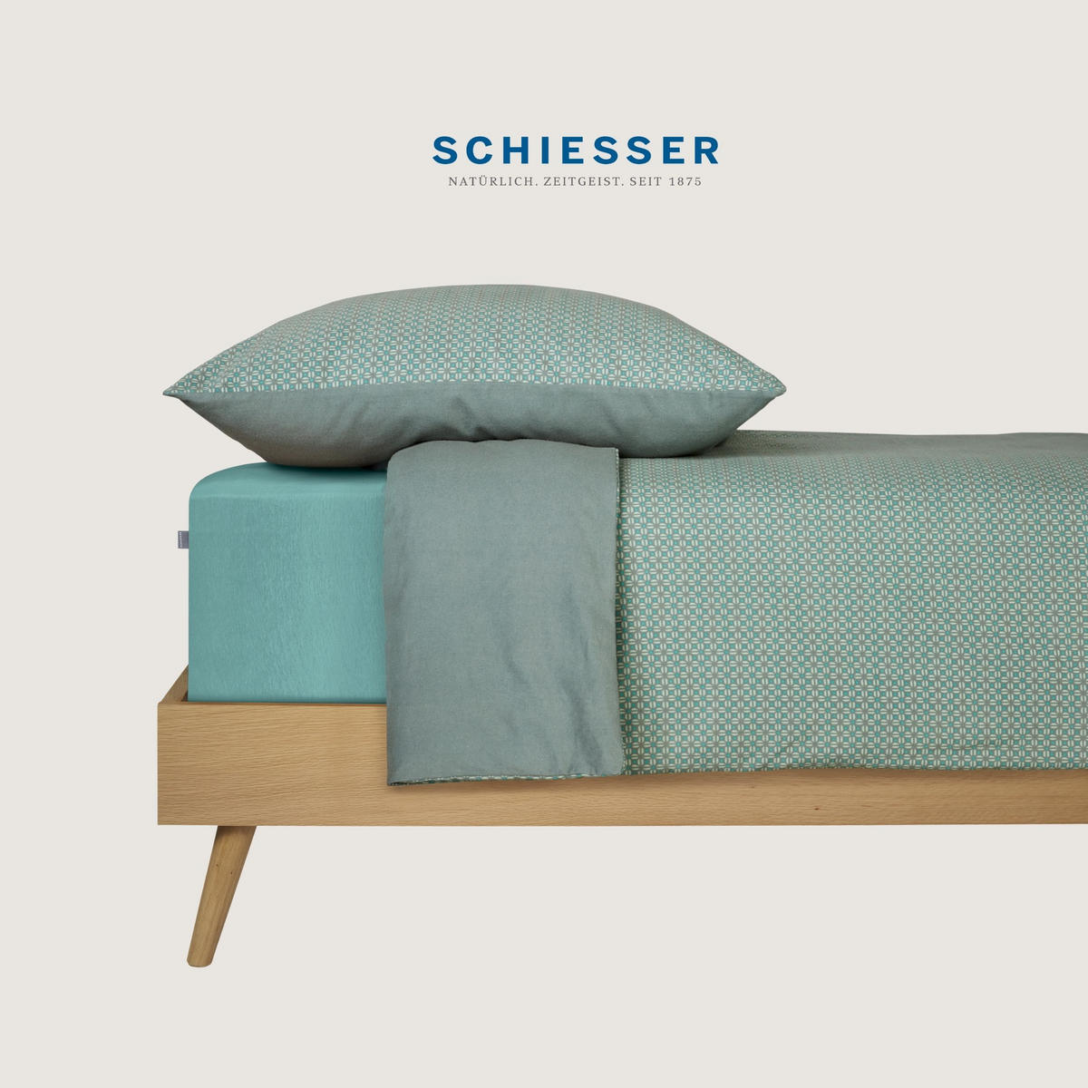 BETTWÄSCHESET Lucy - Feinbiber - 2-teilig - 155 x 220 cm - Petrol - Petrol, Textil (155/220cm) - SCHIESSER
