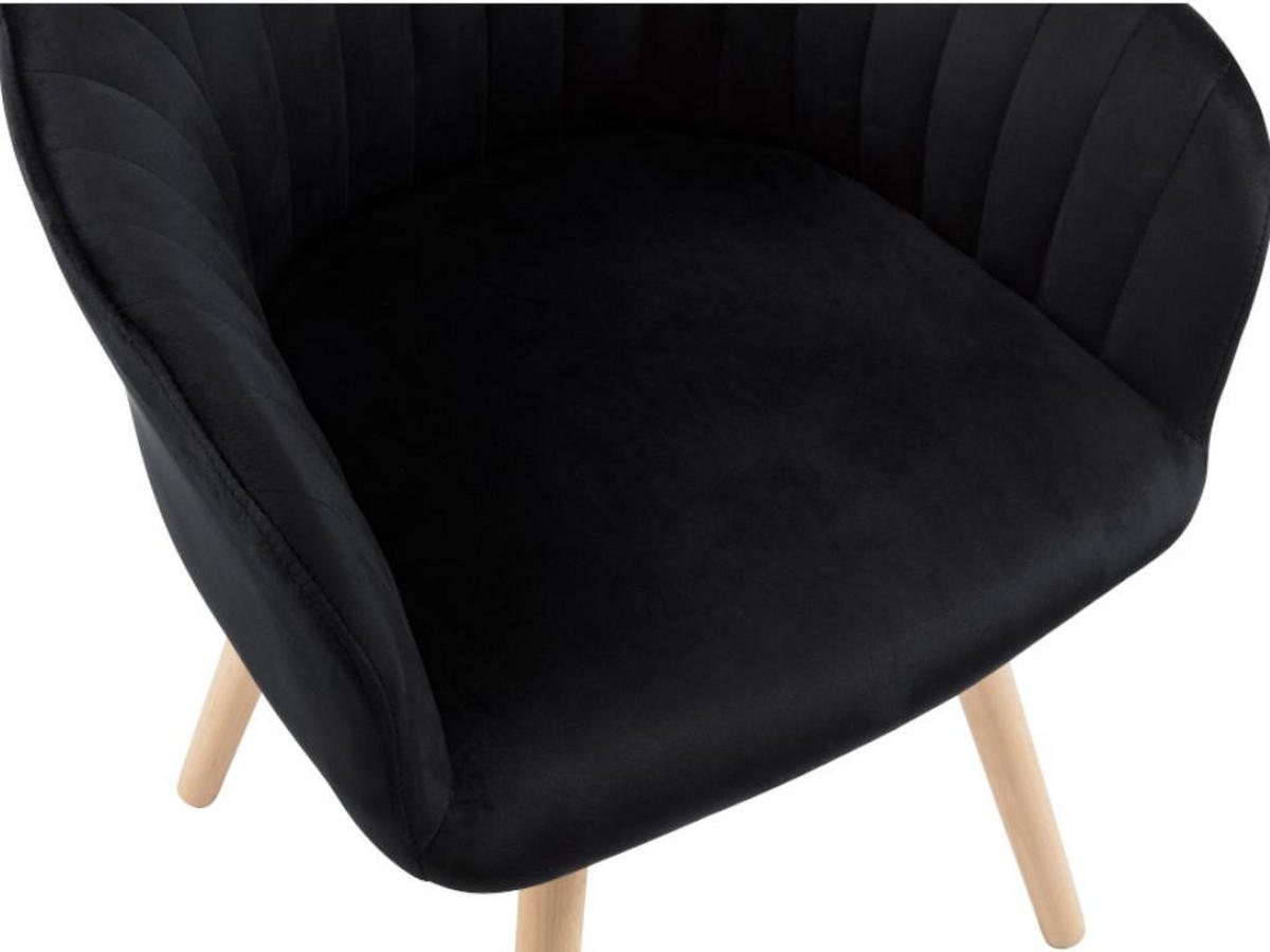 STUHL mit Armlehnen - Samt & Metall in Holzoptik - Schwarz - ELEANA - Schwarz, Textil (58/85/56cm) - Vente-Unique