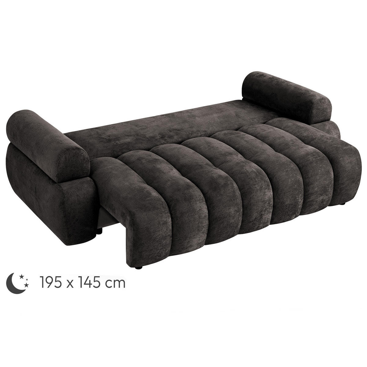 ROZKLÁDACÍ POHOVKA Mavi, 3místná s funkcí spaní, ložná plocha 195x145 cm, hnědá - hnědá, textil (255/100/110cm) - Beautysofa