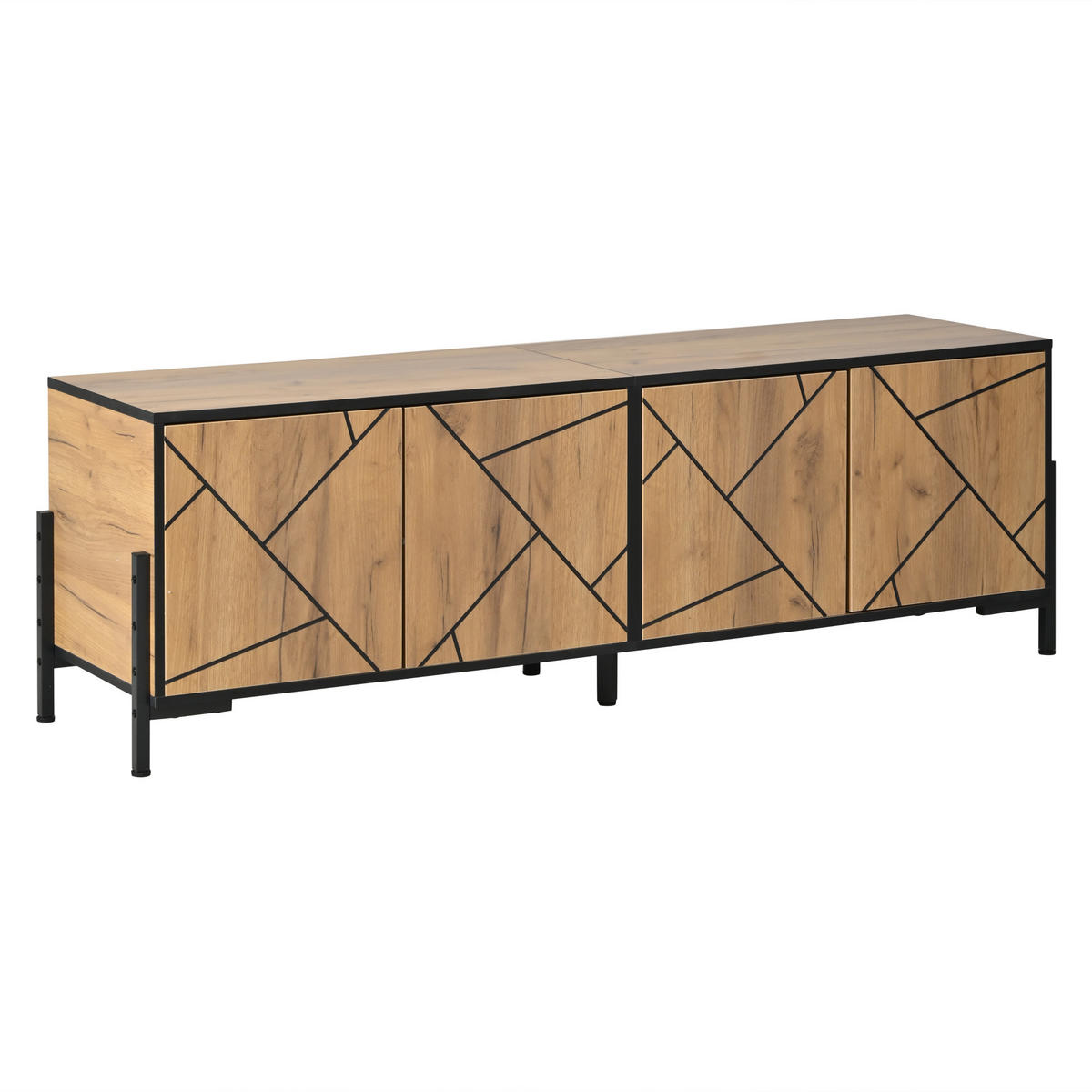 TV-ELEMENT 153/40/50 cm Naturholz mit 4 Türen - Naturfarben, Holz (153/50/40cm) - Oxeza