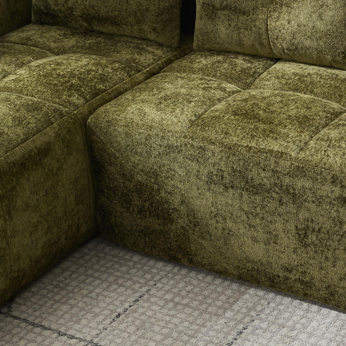 4-SITZER ECKSOFA Polyester Grün mit Becherhaltern - Grün, Textil (258/163cm) - WISHDOR