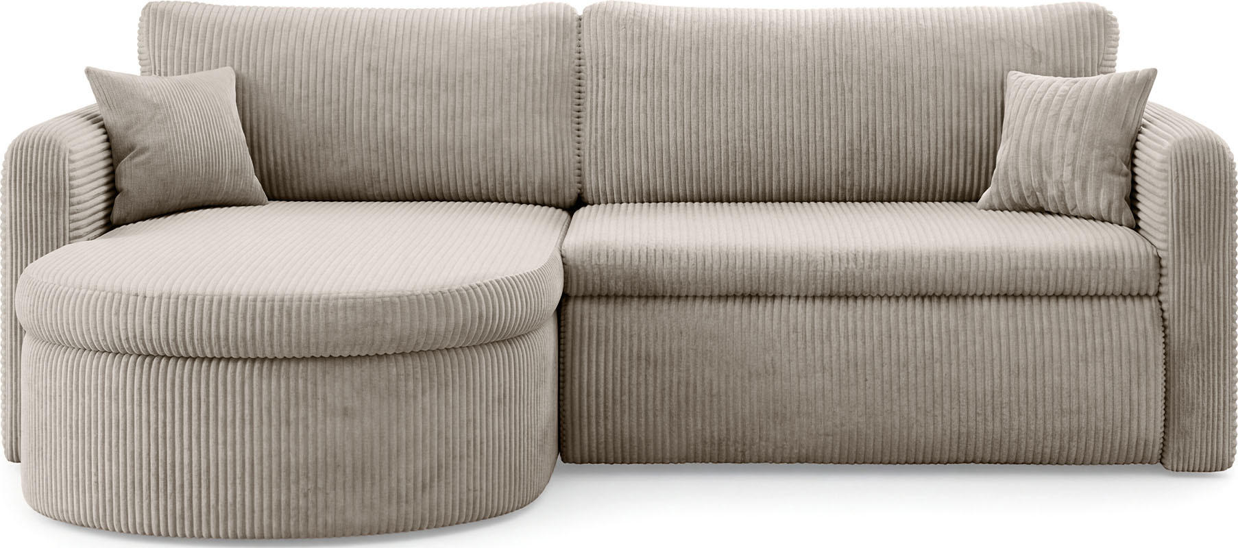 ECKSOFA Cora mit Schlaffunktion & Stauraum, Universell Rechts/Links, Beige Cord Chenille 260/82/160 cm - Beige/Schwarz, Kunststoff/Textil (250/160cm) - WFL GROUP