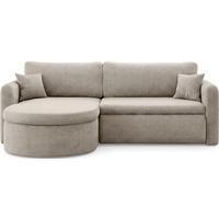 ECKSOFA Cora mit Schlaffunktion & Stauraum, Universell Rechts/Links, Beige Cord Chenille 260/82/160 cm - Beige/Schwarz, Kunststoff/Textil (250/160cm) - WFL GROUP
